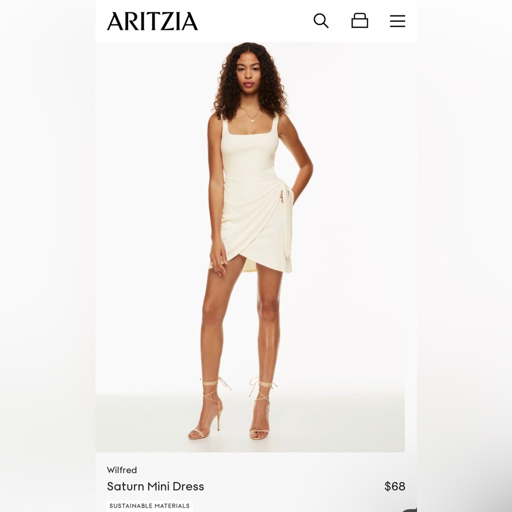 Aritzia - Saturn Mini Dress size L, off white/cream (light birch)